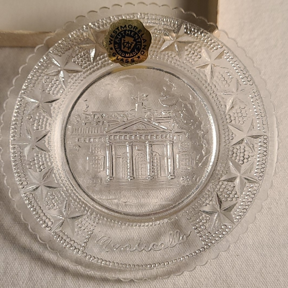 Vintage Westmoreland glass cup plate Monticello